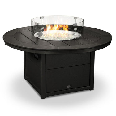 POLYWOOD 48-Inch Round Propane Fire Pit Table - Black